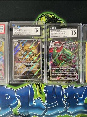 Pokémon card lot Alakazam & Rayquaza VMAX Graded Hobby Cards — Holo Rainbow